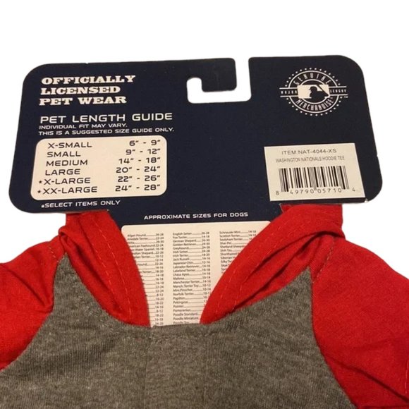 New Washington Nationals Pets First Sports Team Dog Hoodie T-Shirt | Size XS - Picture 5 of 7